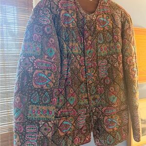 Vintage 80s/90s Bogner Quilted Paisley Jacket Brown